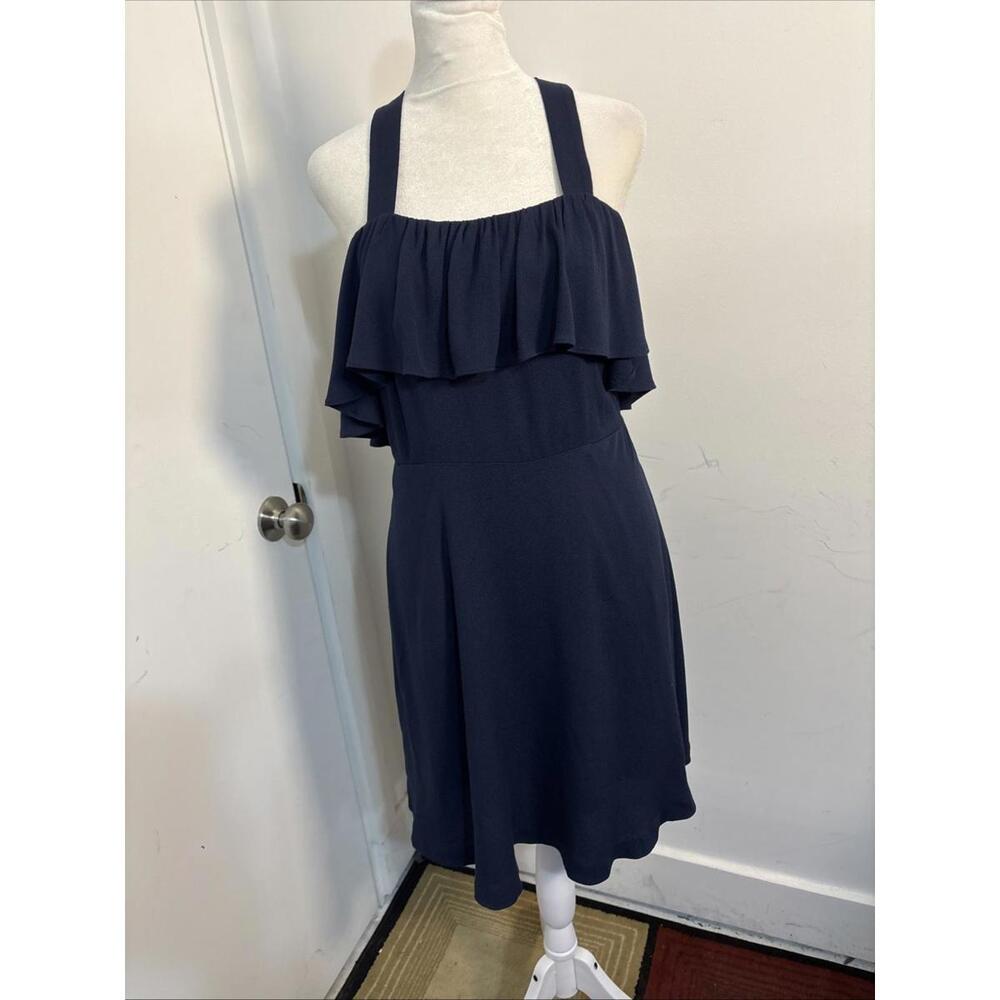 Madewell‎ Ruffle Dress Women's Size 2 Sleeveless Deep Navy Pockets Mini NEW